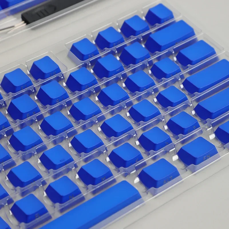 Klein Blue PBT Keycap Custom OEM Profile Side Carving Transparent Keycaps Adapter Cross Shaft Mechanical Keyboard Accessories