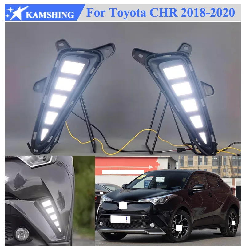 

Kamshing 1 комплект, модифицирующие светодиодные дневные ходовые огни для Toyota CHR C-HR 2018-2020, передние декоративные фары, противотуманные фары