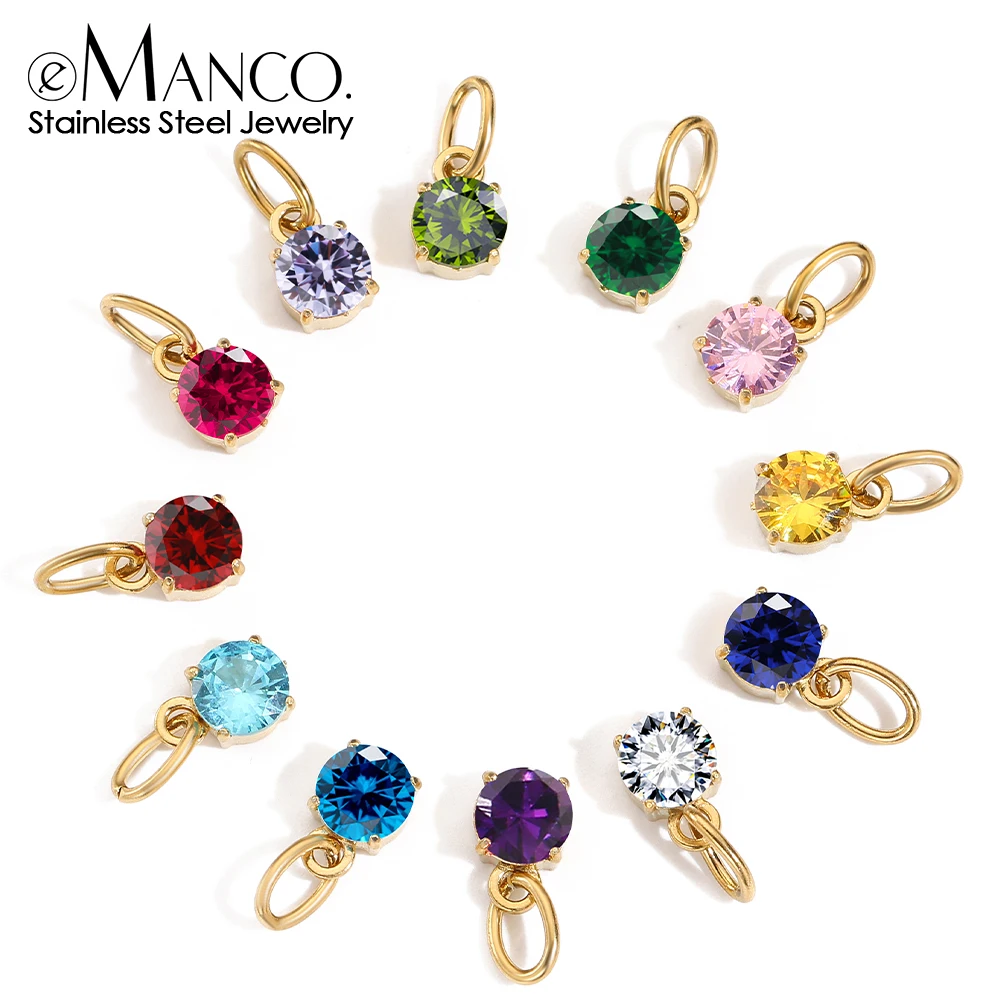 EManco Stainless Pendant Necklace Round Zircon Pendant Charms Necklace Cosplay Jewelry Gift for Diy Necklace Bracelet Jewelry