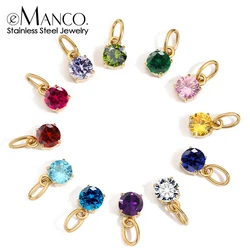 EManco Stainless Pendant Necklace Round Zircon Pendant Charms Necklace Cosplay Jewelry Gift for Diy Necklace Bracelet Jewelry