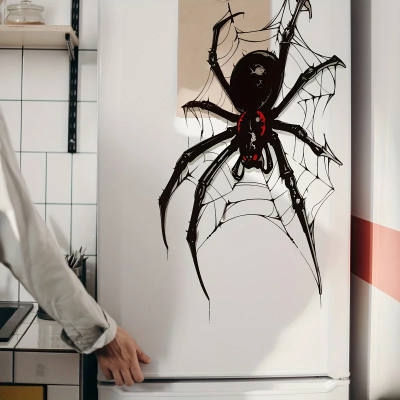 Spooky Vibe Halloween Spider Wall Self-Adhesive PVC Stickers for Bedroom, Living Room, Refrigerator, And Bath Window Decorations