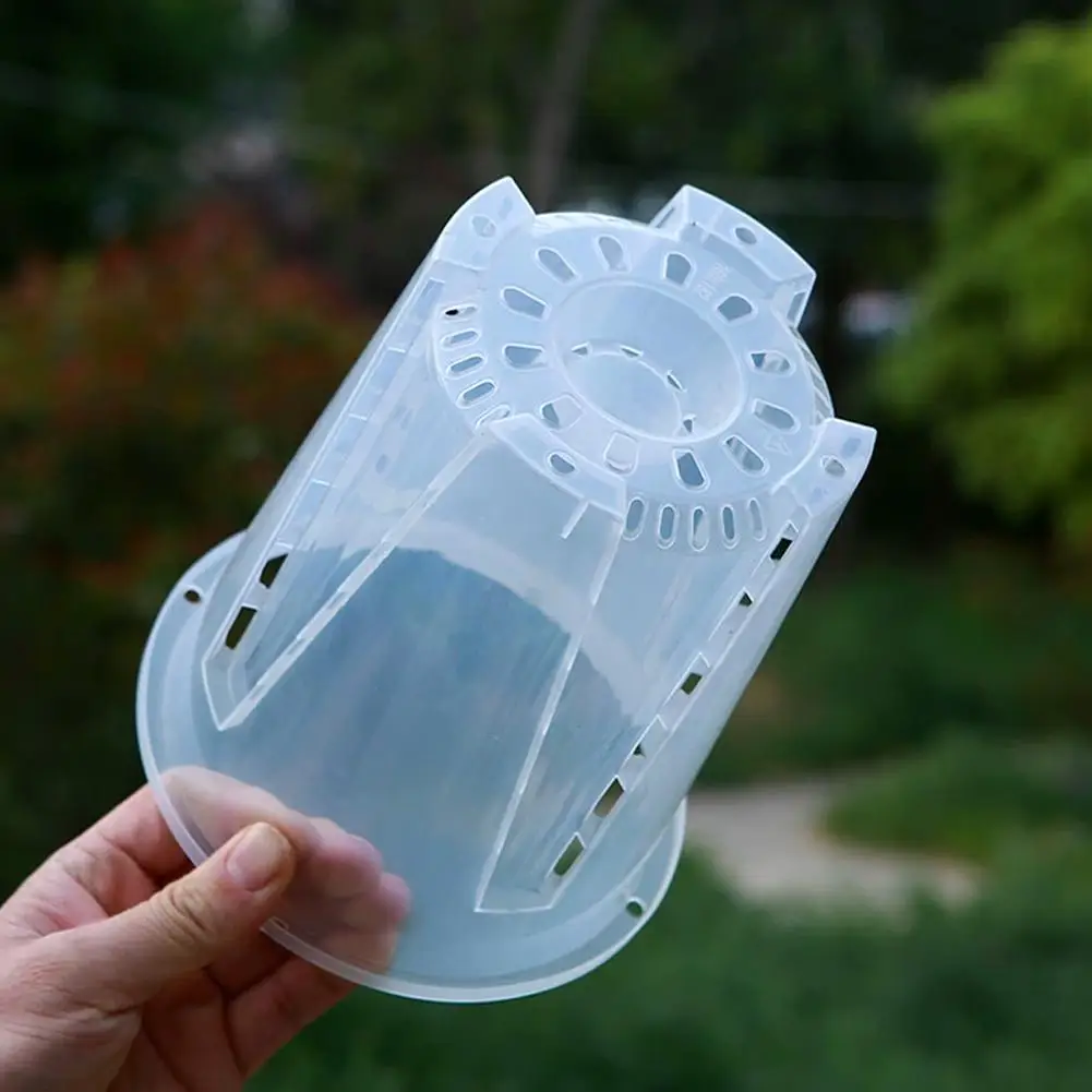 12-18cm Pflanzentopf Transparent Verdickt Große Kapazität Atmungsaktiv DIY Pflanzen-Kunststofftopf Durchlässiger Hoher Blumentopf Gartenzubehör – Detail 12