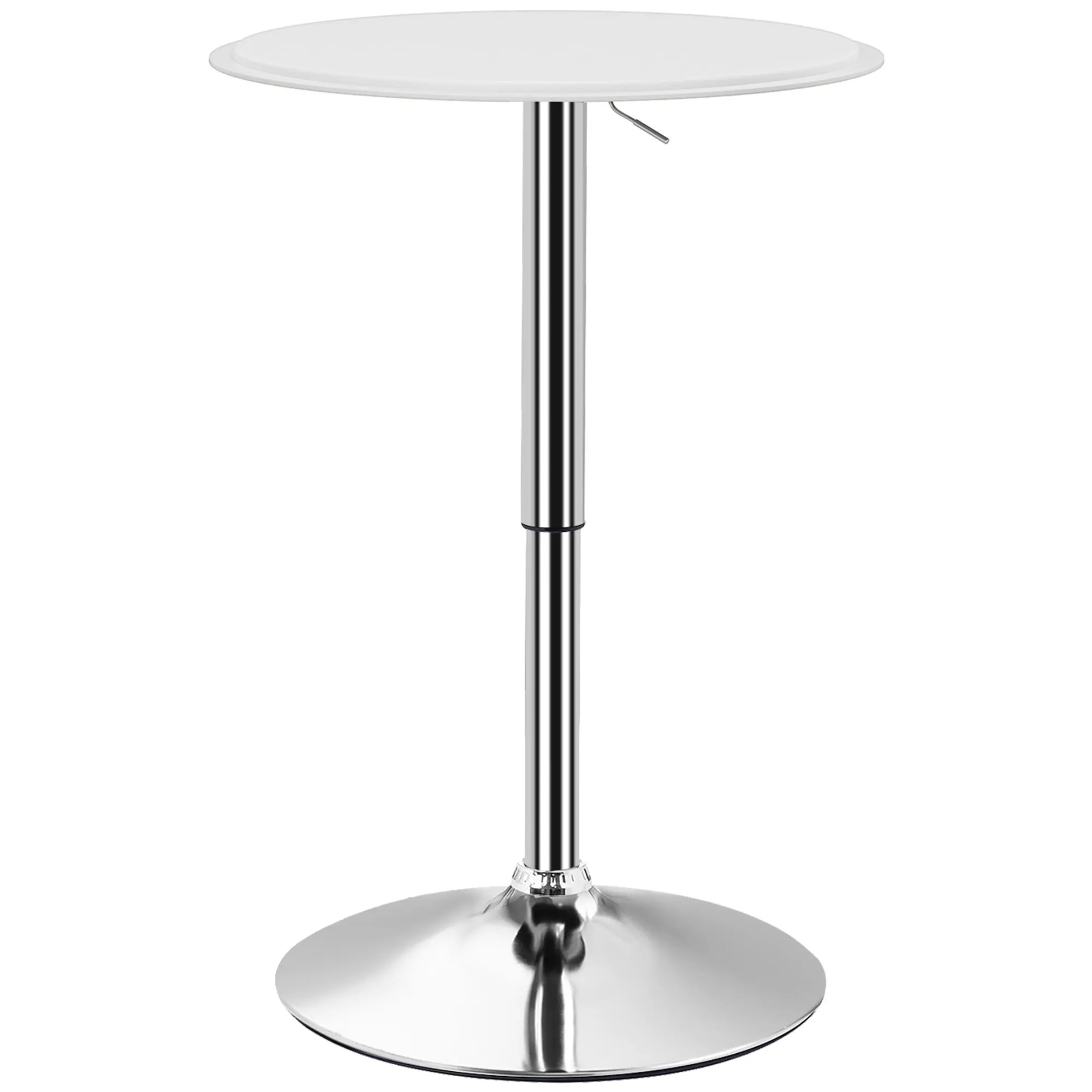 Homcom bartafel met verstelbare hoogte 360 graden draaibaar °     Hoge bartafel met ronde voet voor keuken, eetkamer Ø63X67-93 cm wit