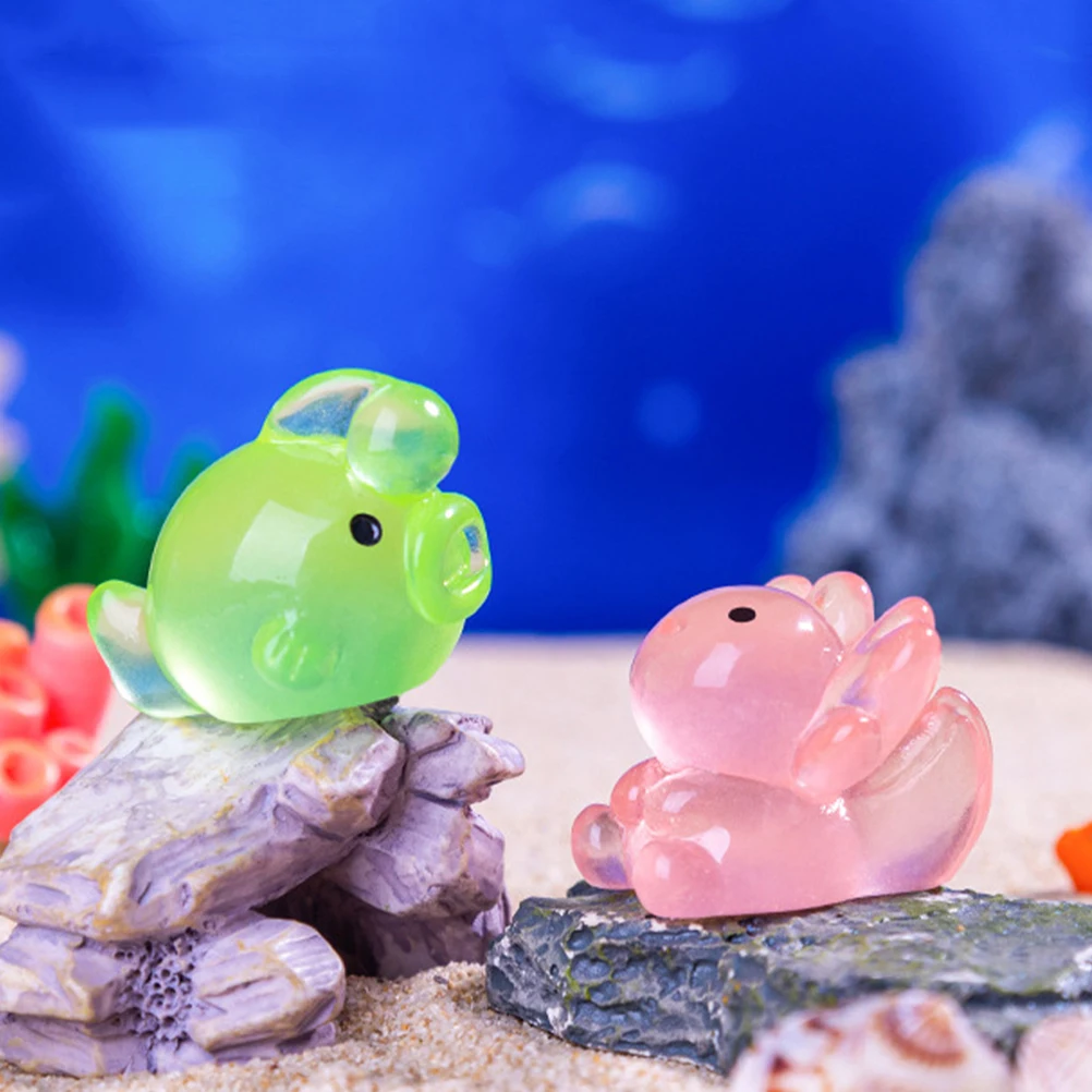 

Glow in The Dark Resin Shark Miniature Micro Landscape Fish Decor DIY Accessories Terrarium Moss Aquarium Ornament Night Light