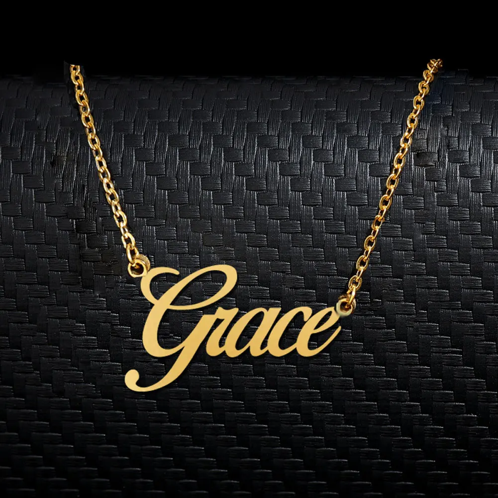 

Grace Name Necklace Stainless Steel for Women Jewelry Nameplate Pendant Femme Mothers Girlfriend Gift (Not Customize)