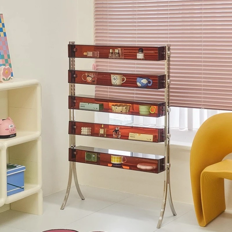Acrylic storage rack Home living room Creative cup shelf Multi-layer floor bookshelf Magazine figure display rack