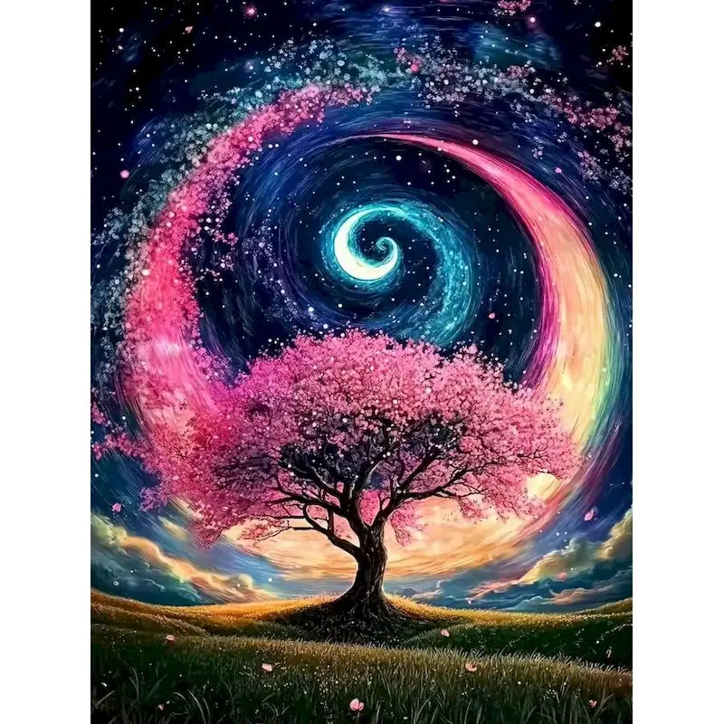 

GATYZTORY Moon Tree Paint By Numbers Gift DIY Color by Number for Beginner Scenery Modern Original gifts Diy Idea