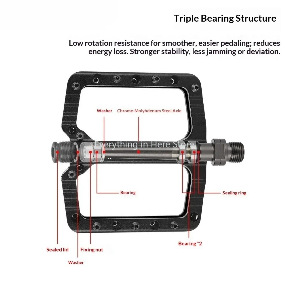 

Wide Bicycle Pedals 3 Bearings CNC Aluminum Alloy Anti-slip Sealed Bearing MTB/Road Bike Pedals Cycling Accessories