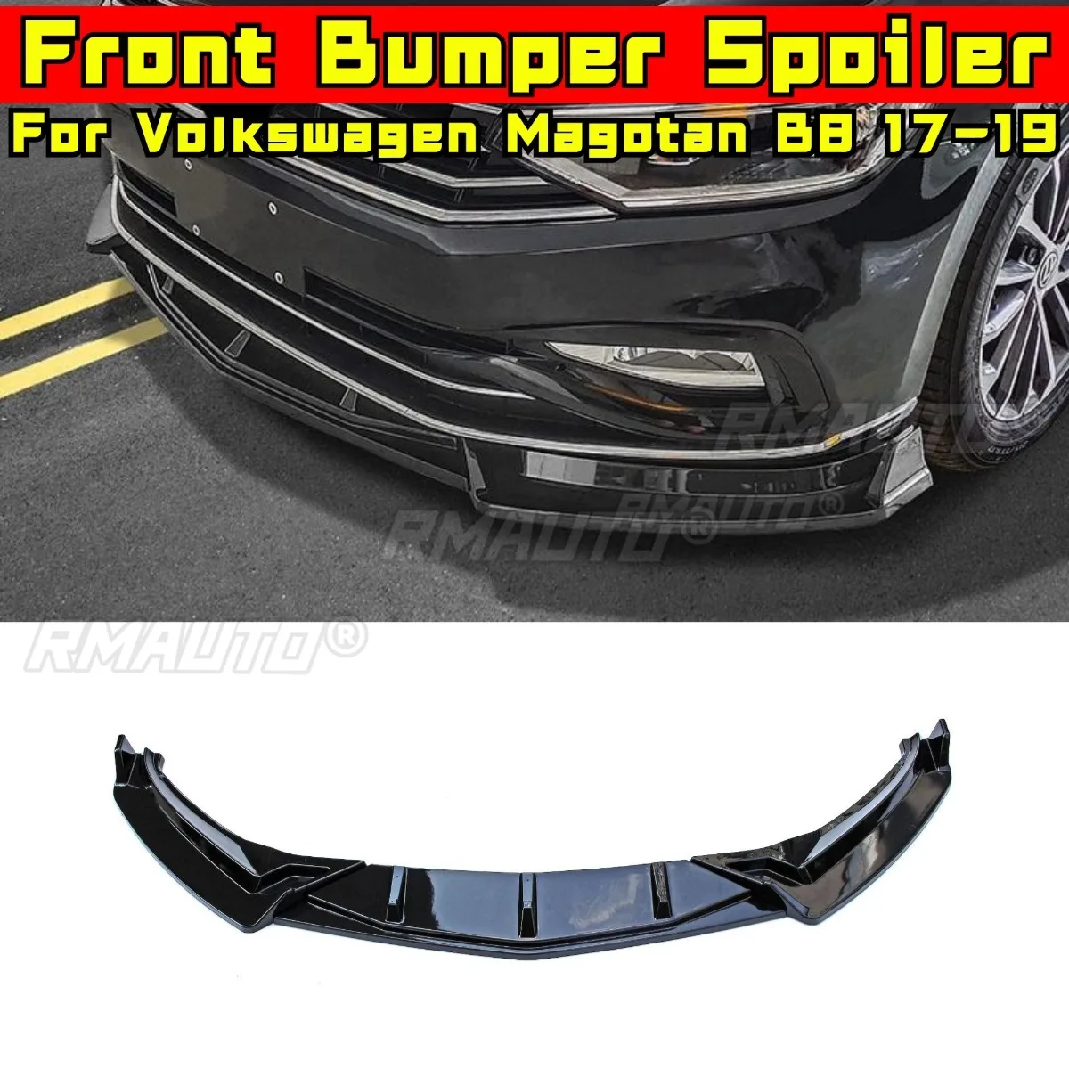 

For Magotan Car Front Bumper Lip Spoiler Carbon Look Body Kit for Volkswagen Magotan B8 2017-2019 Bumper Cover Car Accessories