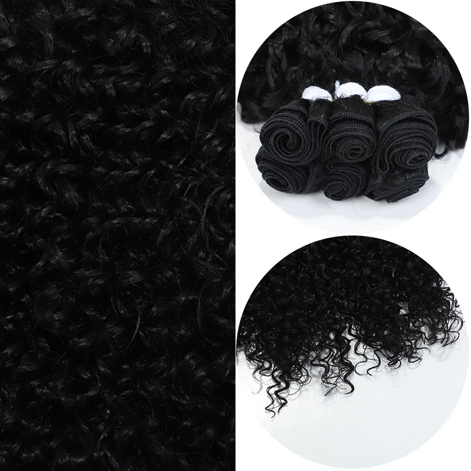 Tissage synthétique en lot Afro crépu bouclé-Noble, extensions capillaires blondes ombrées en fibre haute température de 22 à 26 pouces