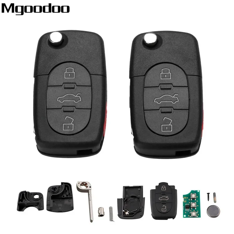 2Pcs 3 + 1 Tasten Fern Folding key 315MHz 4D0837231E 4D0837231P 4D0 231E Für Audi A4 S4 A6 a8 TT Quattrol Cabriolet RS6 Allroad