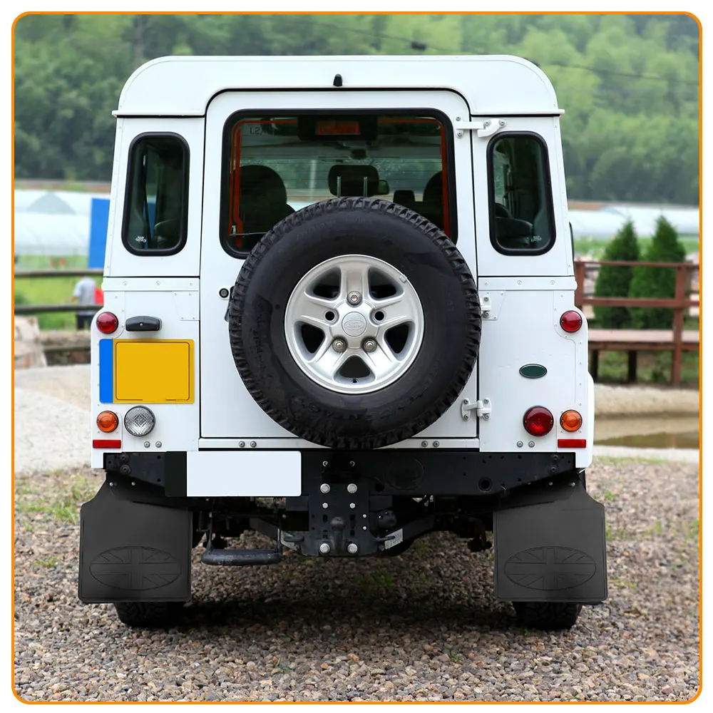 Błotniki przednie i tylne do Land Rover Defender 110, czarne plastikowe chlapacze, osłony przeciwbłotne, błotniki samochodowe