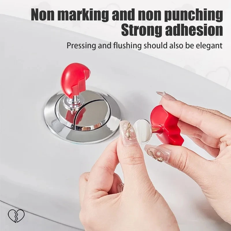 2Sets Handle Toilet Press Button Heart broken Shaped Toilet Press for Bathroom Water Tank Buttons bath Room Decor Accessories