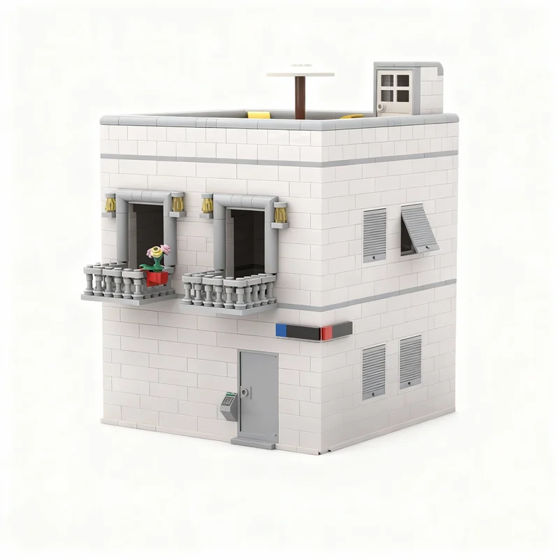 

978PCS MOC Street View Modular Apartment In Minifig Scale Model Building Block Architecture DIY Assembly Display Home Decor Gift
