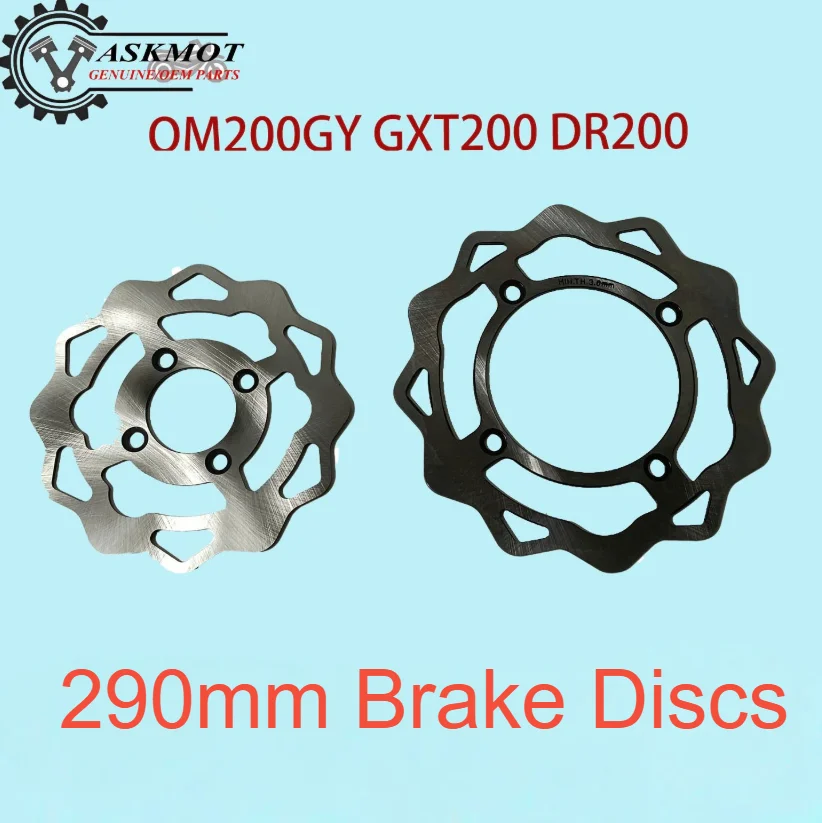 Image of 290mm Motorrad-Bremsscheiben vorne und hinten für Qingqi QM200GY GS200 GTX200 DR200 200cc Offroad-Zubehörteile