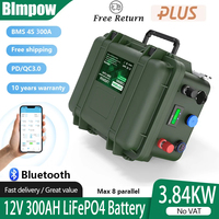 LiFePO4 12V 300AH 200AH 100AH Battery Pack 12.8V Lithium Battery 6000+ Cycle With Bluetooth BMS Grand A Cells For Boat RV NO TAX