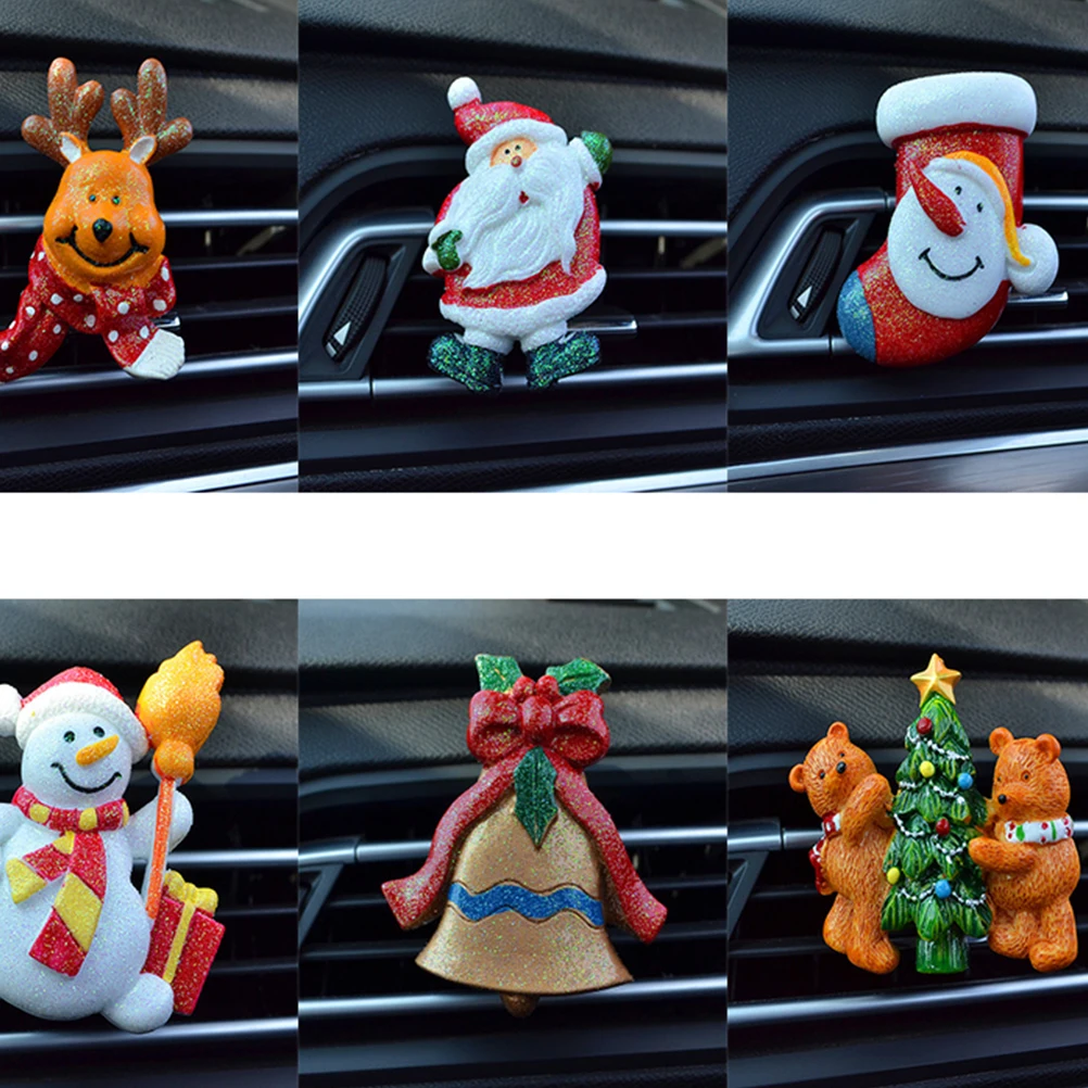 

Christmas Car Air Freshener Cute Cartoon Design Vent Clip Scented Essential Oils Car Room Decoration Small Space Gift