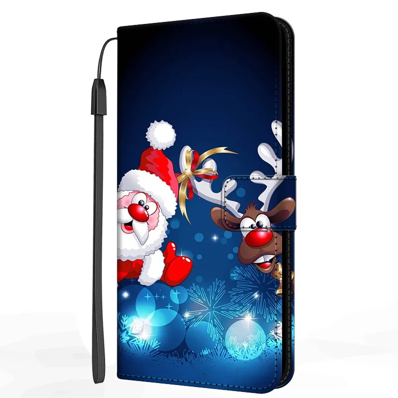 Christmas Leather Cover For iPhone 6 6S 7 8 Plus 11 12 Pro Max 6SPlus Case Flip Wallet Phone Cover for iPhone SE 2020 2016 Coque