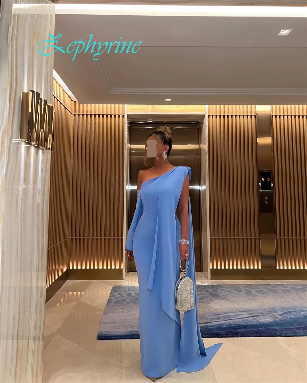 تخصيص مزاجه كتف واحد 3/4 الأكمام مساء اللباس مزاجه زيبر الظهر حزب فساتين رائعة حزب أثواب