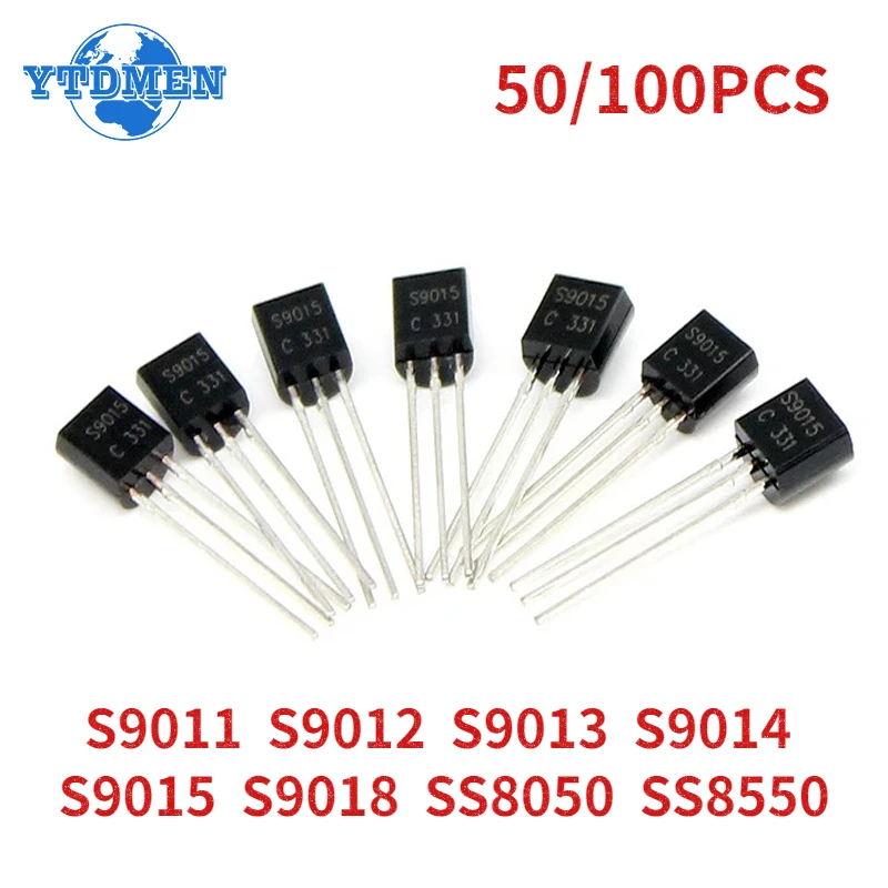 50/100pcs Transistor TO-92 S9011 S9012 S9013 S9014 S9015 S9018 SS8050 SS8550 NPN/PNP Triode Transistors Kit