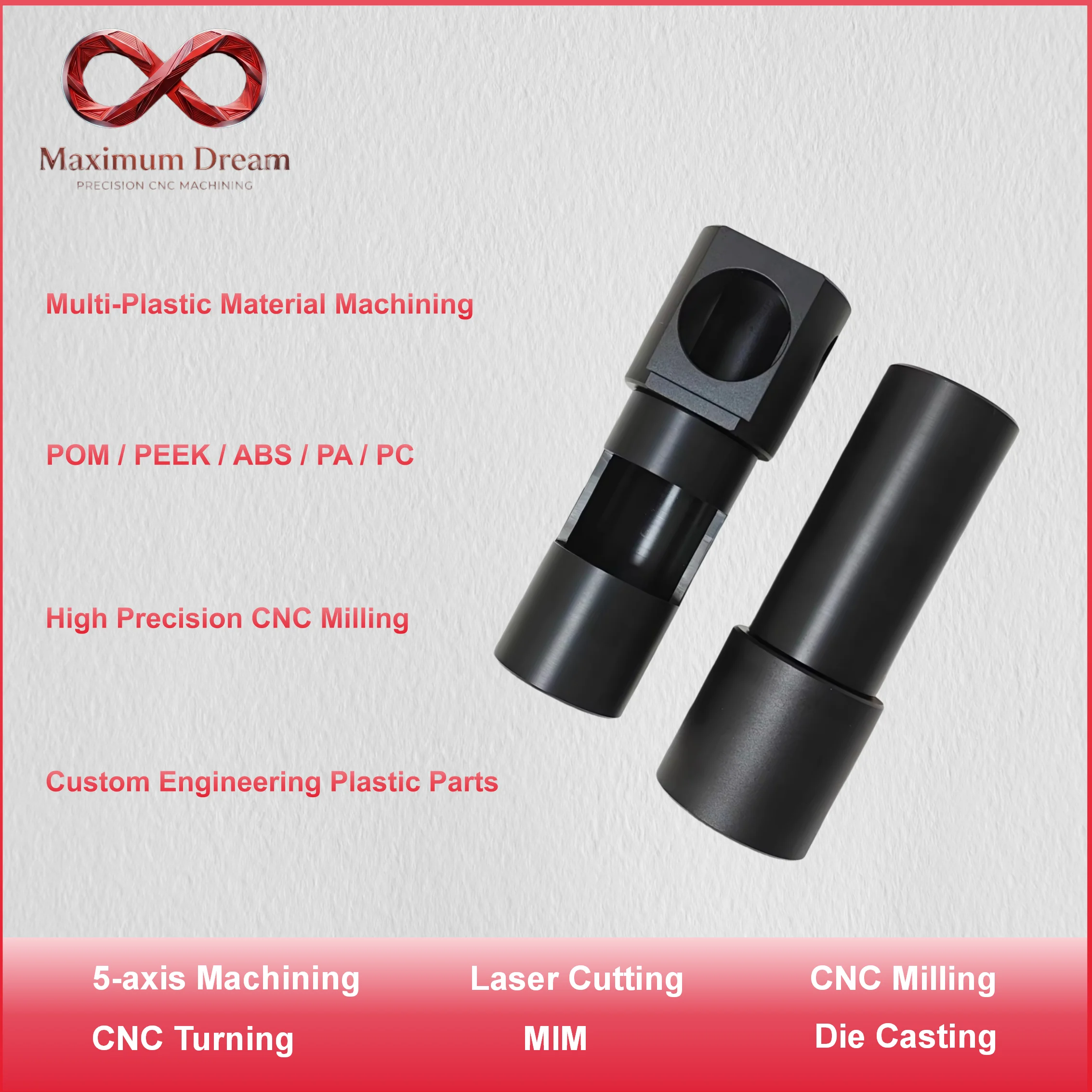 OEM CNC Machined Nylon POM ABS Plastic Parts Custom Engineering Plastic Fabrication 1PC Custom