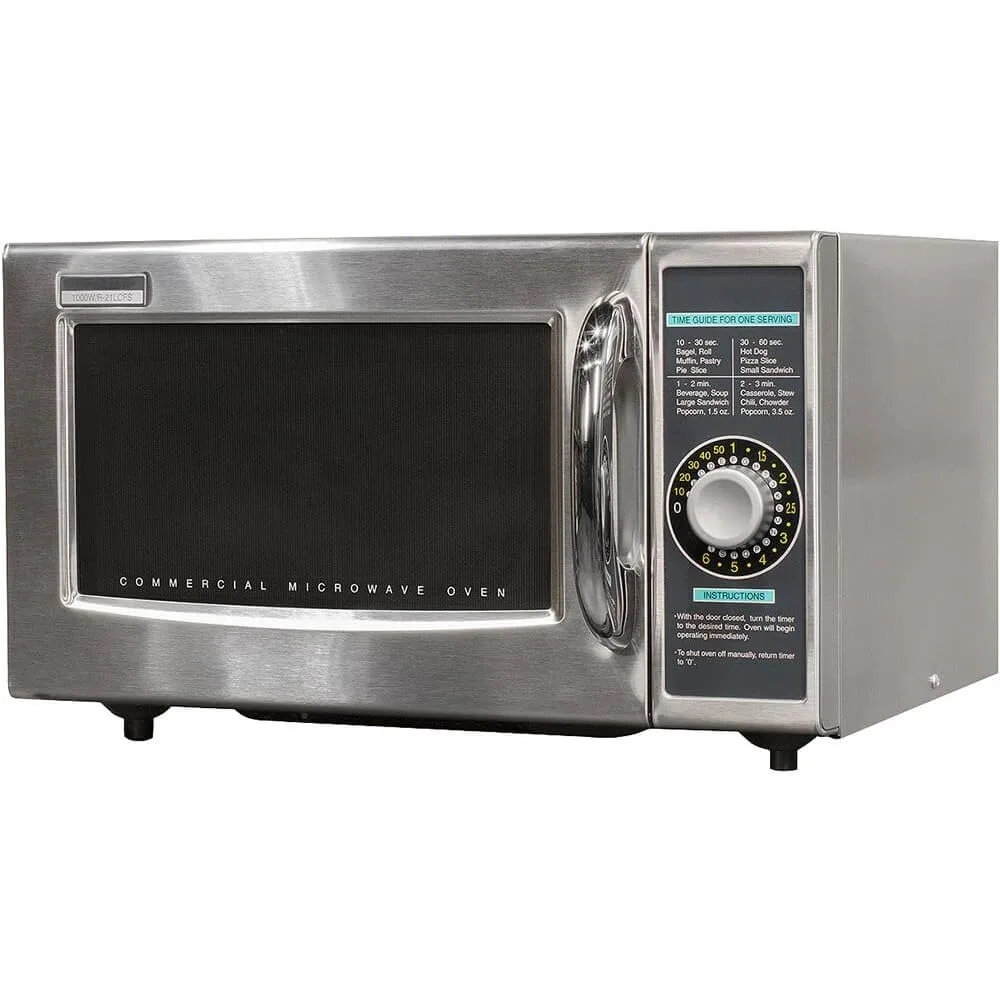 Horno microondas de acero inoxidable, horno microondas comercial de servicio medio con temporizador de Dial, 1000 vatios, 120 voltios