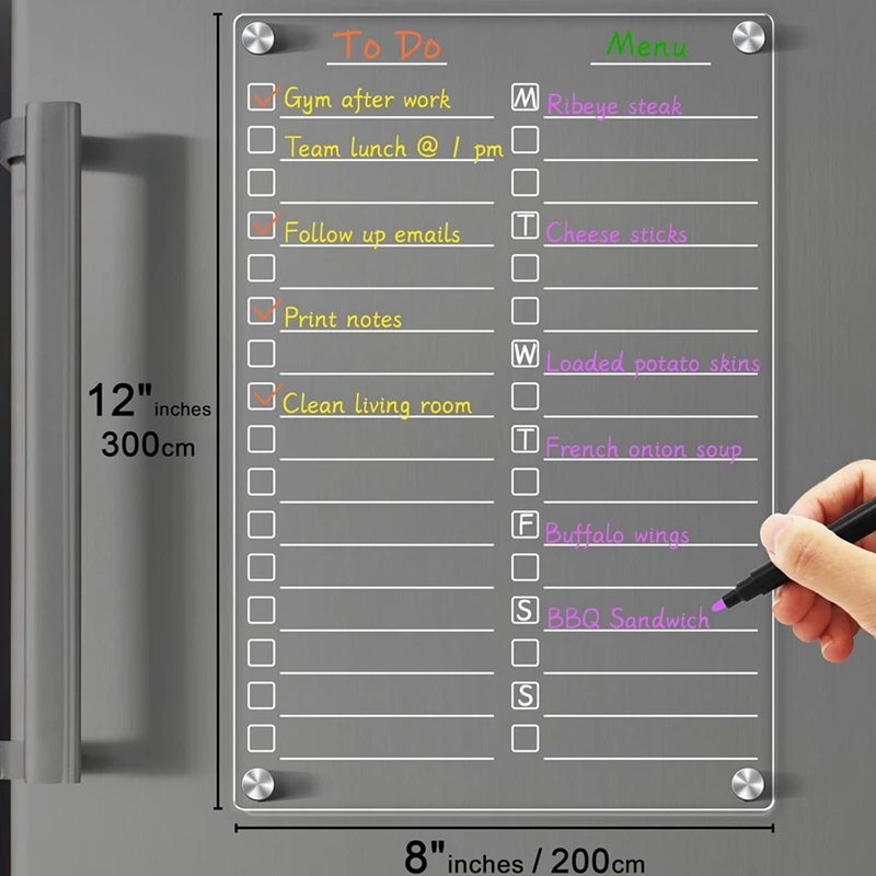 Acryl Magnetische Droog Wissen Bord Voor Koelkast, Clear Magnetisch Te Doen Lijst Whiteboard, 2 Stuks Acryl Droog Wissen Om Lijst Te Doen Gemakkelijk Te Gebruiken