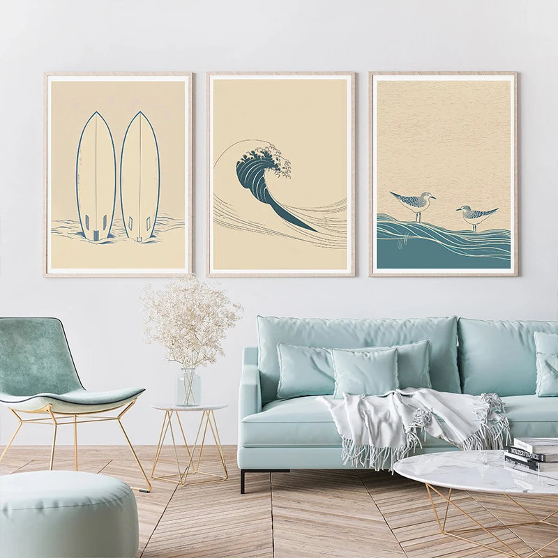 Vintage Beach Lifeguard Station Sea Surf Posters Minimalist Wall Art Pictures Canvas Painting Living Room Bedroom Home Decor