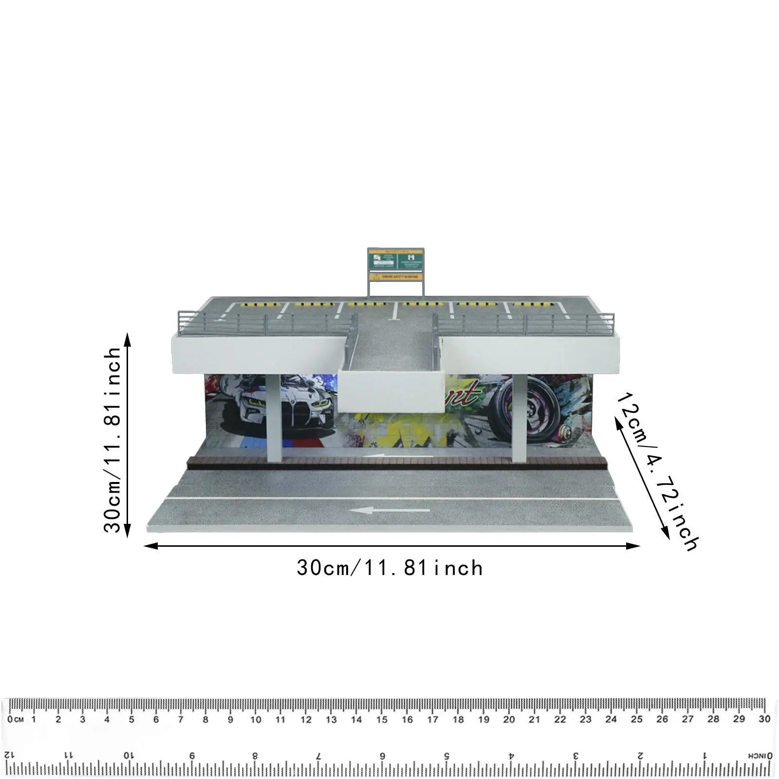 Modèle de parking à ciel ouvert double couche, voitures de sport, échelle 1/64