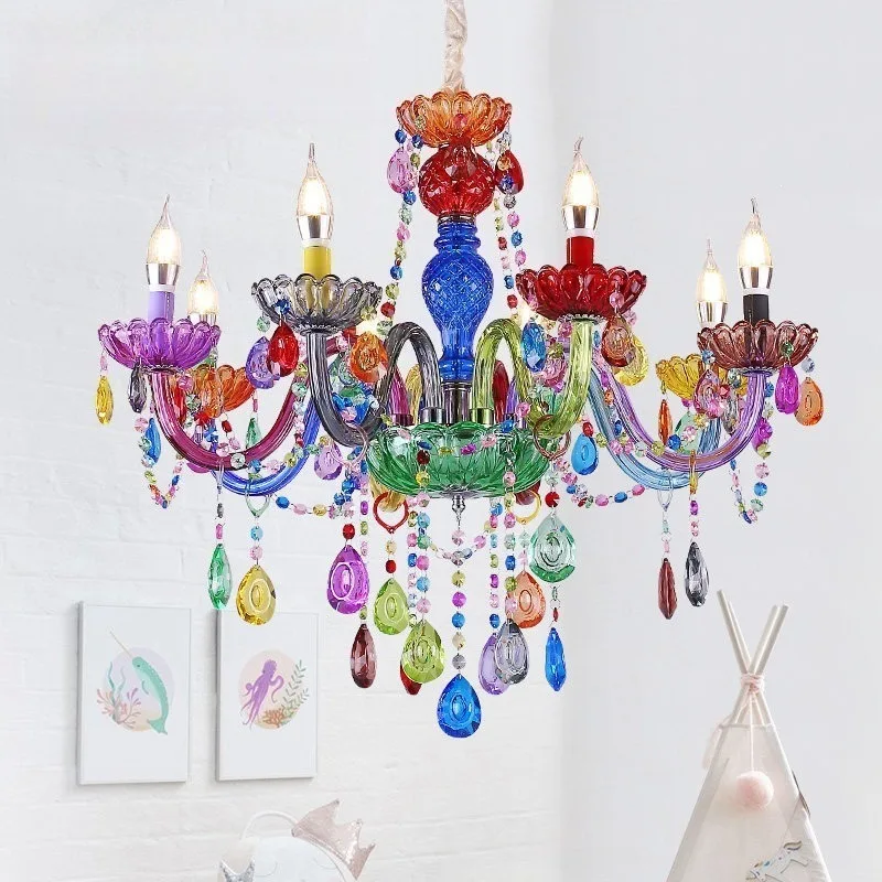 Colorful Chandelier Children's Room Restaurant Hotel Pendant Light Creative Tricolor LED Ceiling Lamp Home Decor Lighting Lamps