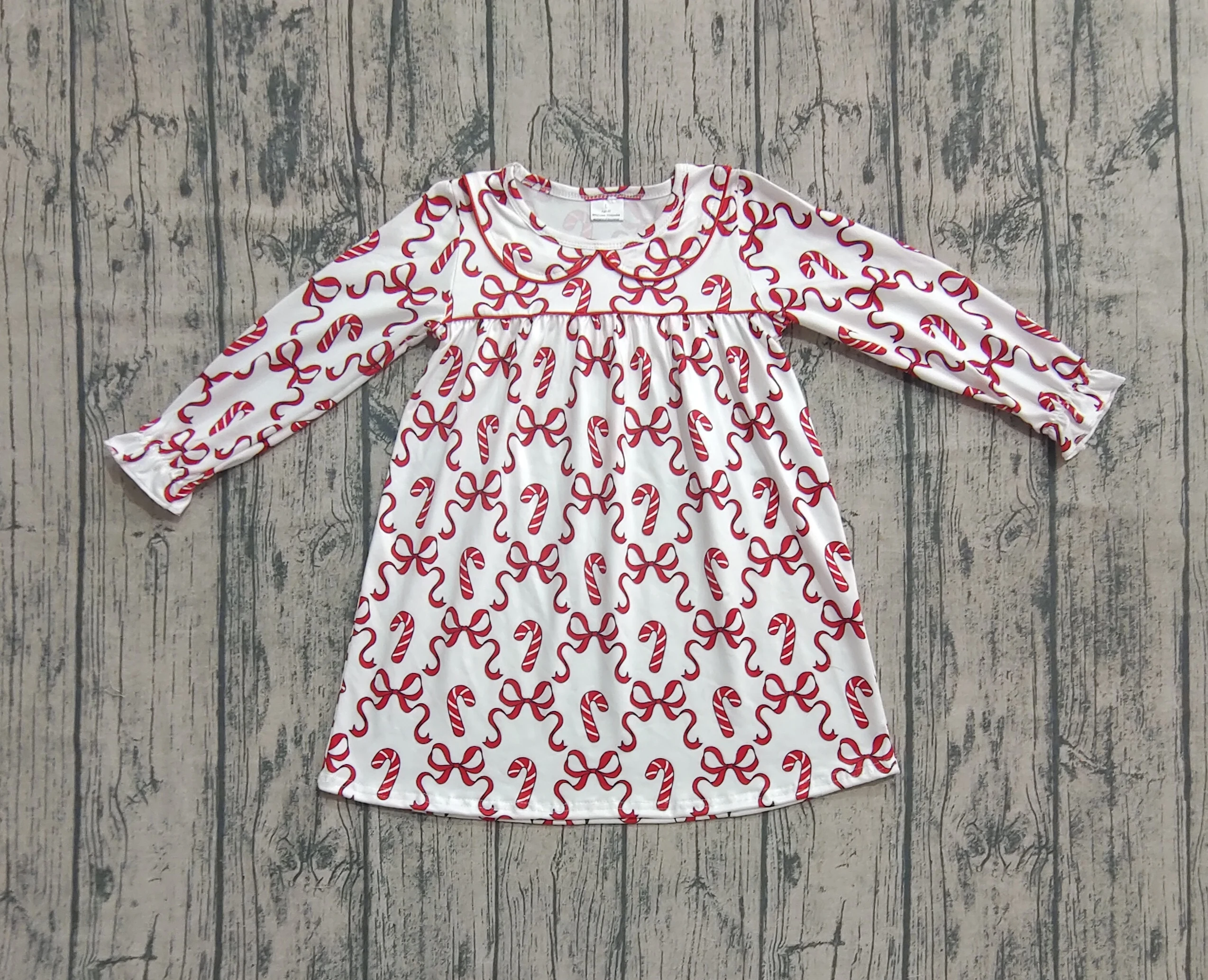 

7.06 GLD1130 Presale Kids Fall Clothes Bows Print Long Sleeve Baby Girls Dress