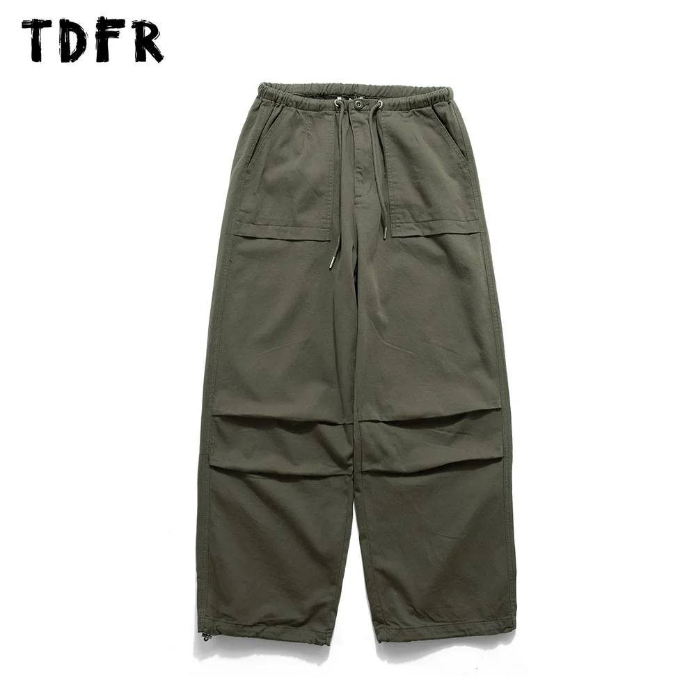 

Pocket Cargo Joggers Pants Mens Safari Style Loose Drawstring Elastic Waist Wide Leg Dungarees Men Trousers