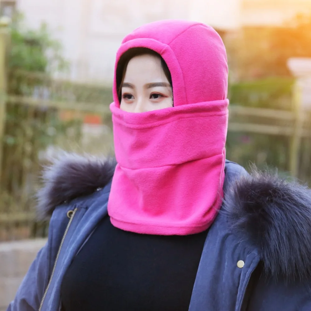 New Thickened Face Mask Neck Warmer Windproof Head Cover Polar Fleece Solid Color Scarf Caps Women Men