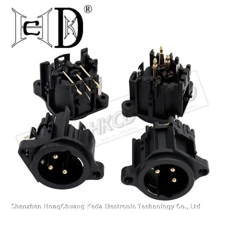 2CPS XLR Round Shape Plastic Connector 3 Pin Plug Socket Male Female Panel Mount Chassis Adapter