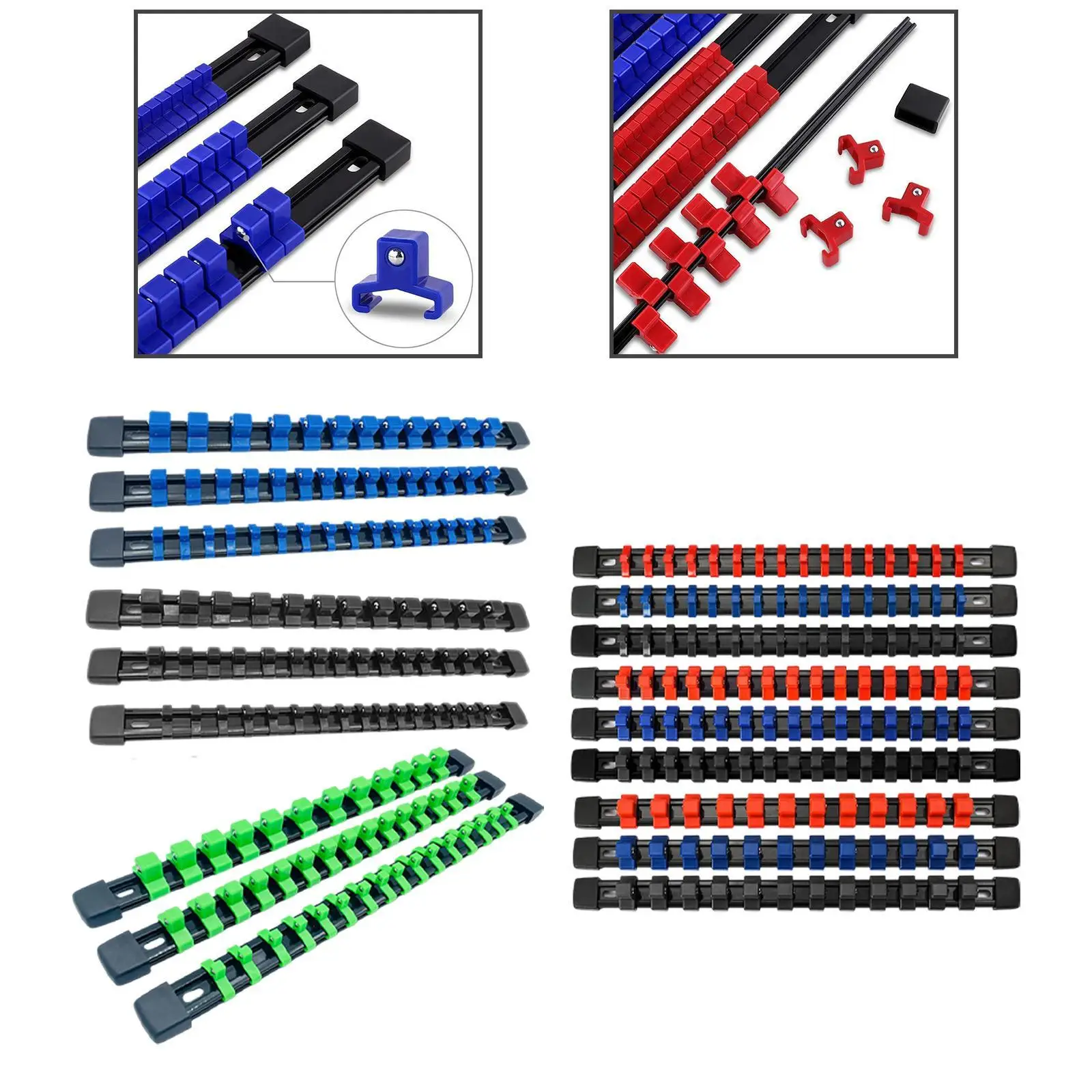 9 Pieces Socket Organizers Accessories Socket Holders Kit Heavy Duty for Workbench