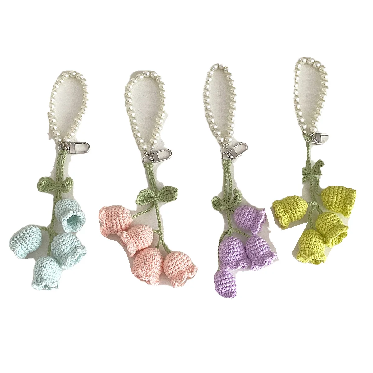 Bag Pendants Creative Cute Pearl Knitted Orchid Flower Fashionable Versatile Bag Accessories Sweet Multifunctional Keychains image 6