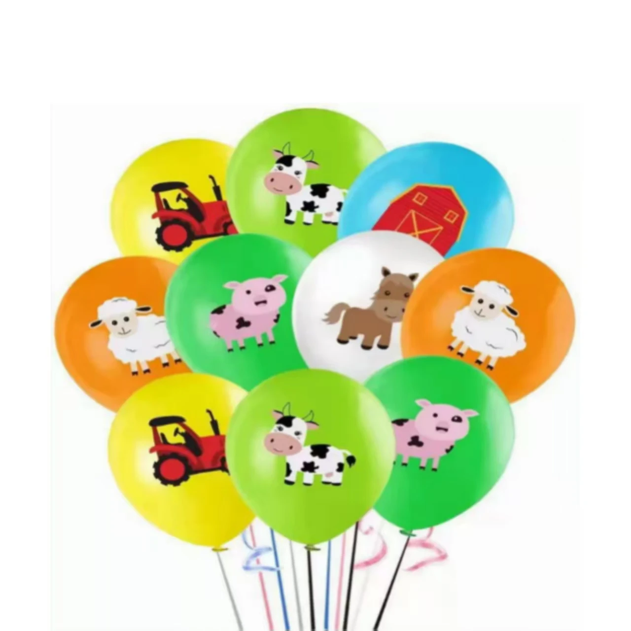 12-Zoll-Ballon-Set mit Bauernhoftier-Motiv, Geburtstagsballons, Dekoration, Party-Luftballons für Babyparty-Deko