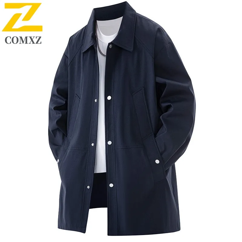 سترة واقية للرجال من COMXZ سترات كورية فضفاضة غير رسمية للسفر في الهواء الطلق مقاومة للتجاعيد سترات للتخييم 2025 معطف للمشي لمسافات طويلة بلون واحد