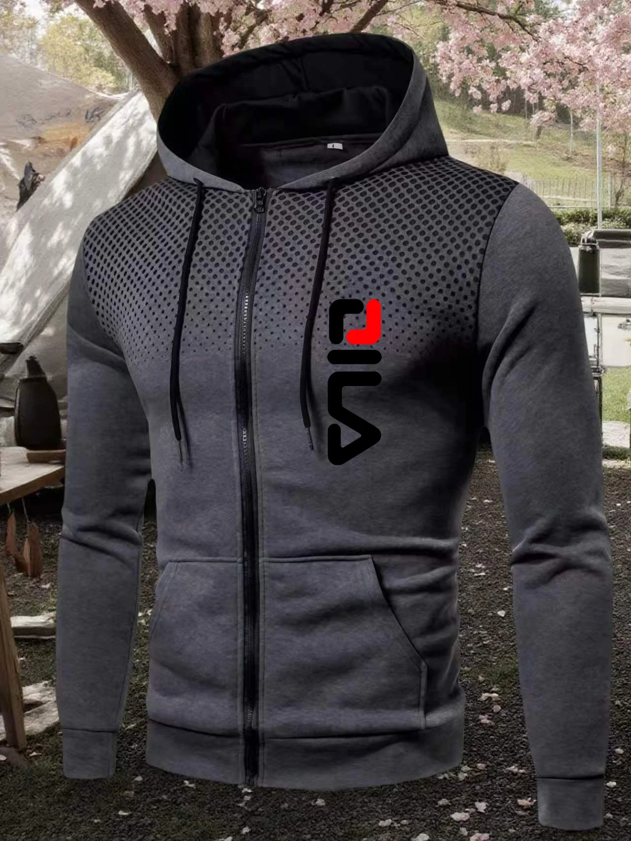 Men Casual Simple Jogging Sporty Graphic Printed Zipper Hoodie autumn and winter Warm Outerwear Outdoor street Drawstring hoodie