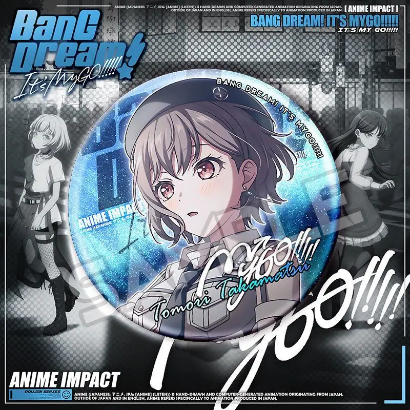 BanG Dream It's MyGO شارات كرتونية عصرية لشخصية أنيمي تاكاماتسو توموري أنون شيهايا ليزر صفيح دبابيس حقيبة الديكور