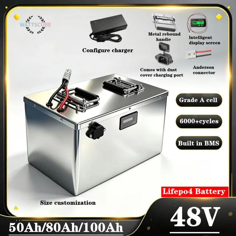 Lifepo4 lithium battery 48V50Ah80Ah100Ah   Tricycle Golf Cart Inverter Solar Energy Storage Scooter Zero Turn riding mower