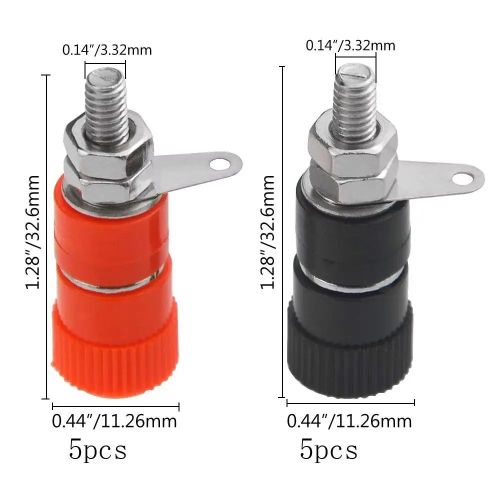 10Pcs JS-910B JS-919 Terminal Wire Connectors Female Binding Post Banana Plugs 4mm Black Red Jack Socket Mounter