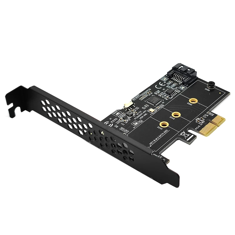 NOWY Adapter HDD SSD PCI Express X1 do M2 NGFF + SATA3 6Gbps dla SATA 3.0 HDD 2230 2242 2260 2280 B Key M.2 SATA SSD ASM1061 Chip