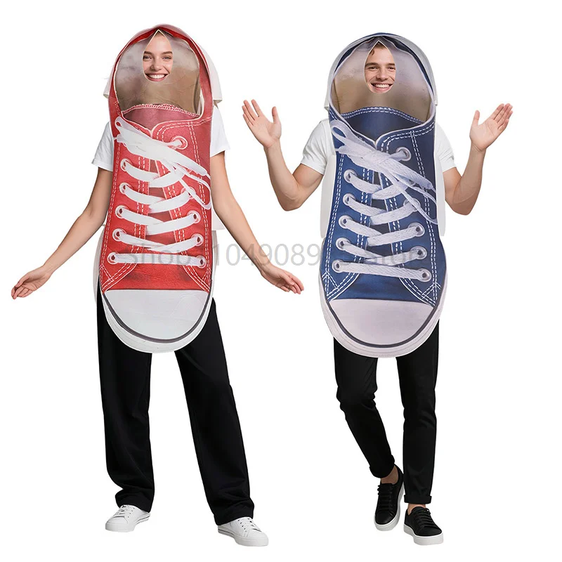 

Couples Canvas Shoes Cosplay Adult Funny Halloween Costume Red and Blue Sneaker Fancy Dress Up Costume for Women Men
