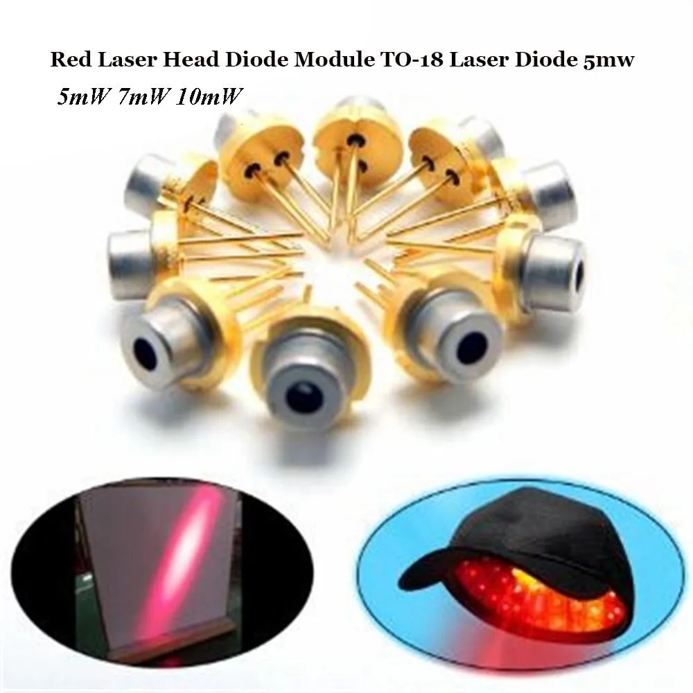 New Lab 650nm DIY High Power Burning Infrared 3V 5V Tripod Red Laser Head Diode Module Metal 5mW 7mW 10mW TO-18 Laser Diode 5mw