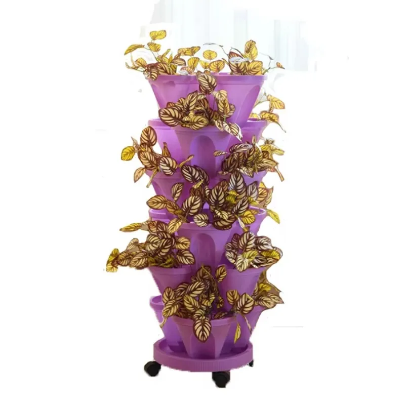 Wholesale 35*19*17cm 3 Petals Vertical Garden Plastic Planter Large Stackable Strawberry Herb Pots Self Watering Garden Tower
