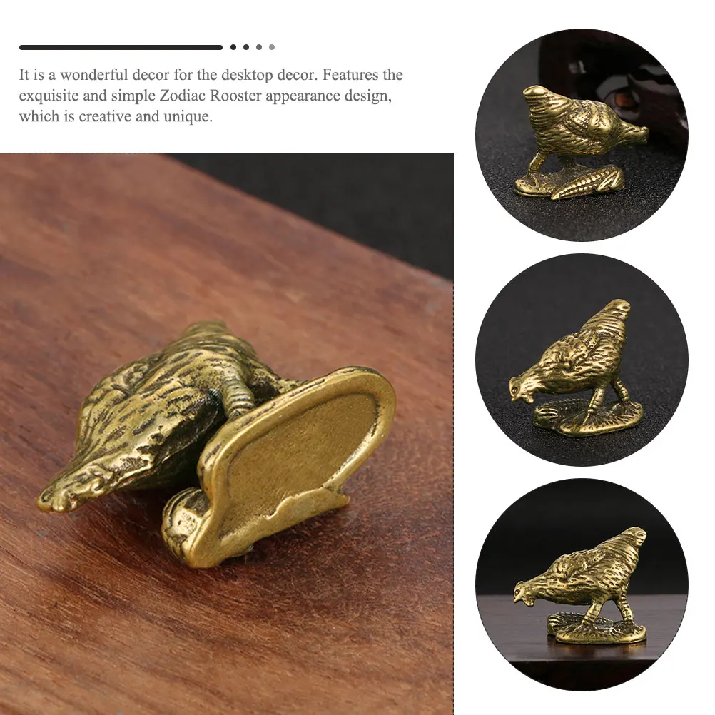 

Zodiac Rooster Ornaments Chicken Mini Figurine Halloween Statue Decor Golden Indoor Office