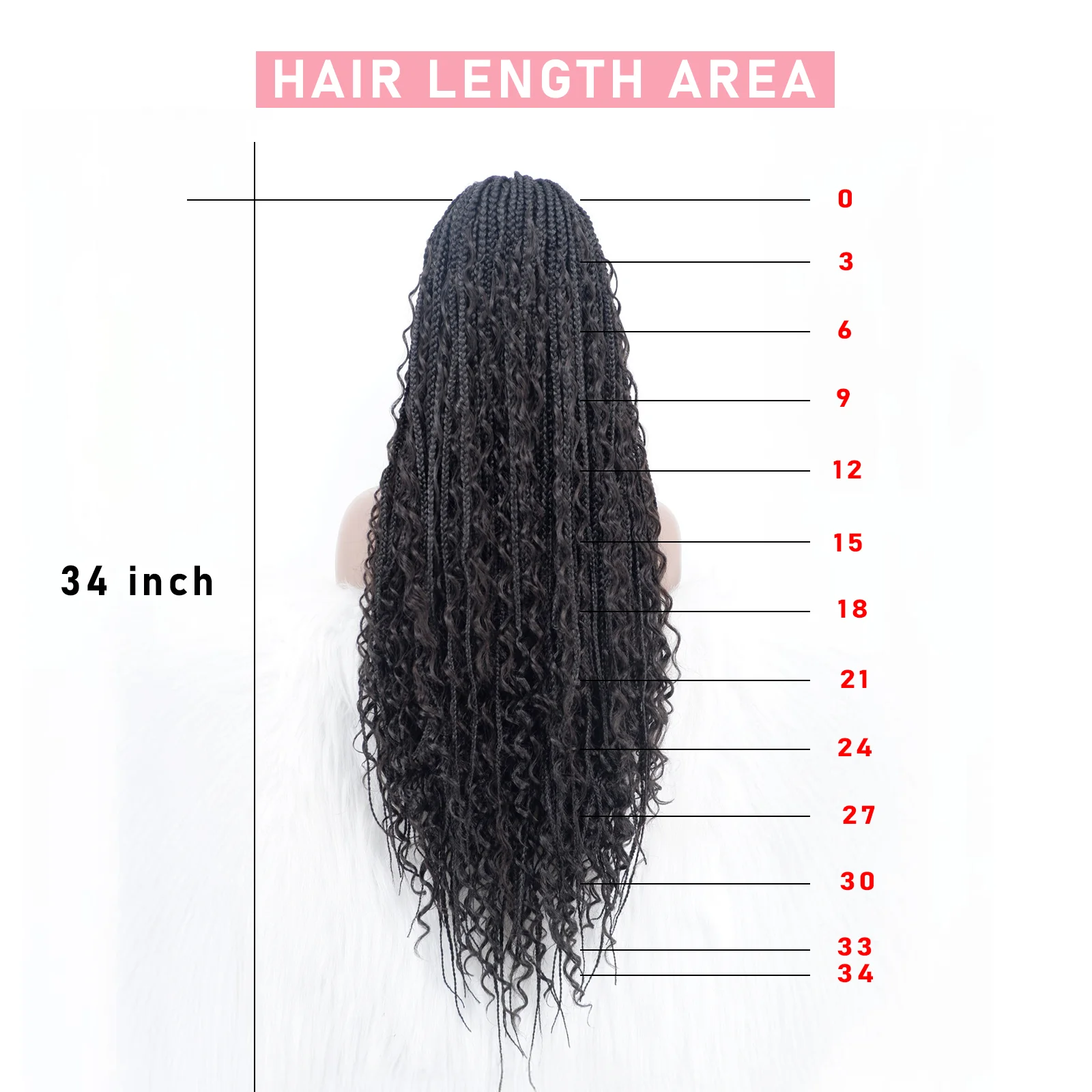 Perruque Lace Front Wig Synthétique Tressée Sans Nministériels d, Style Boho, avec Baby Hair, pour Femme Noire