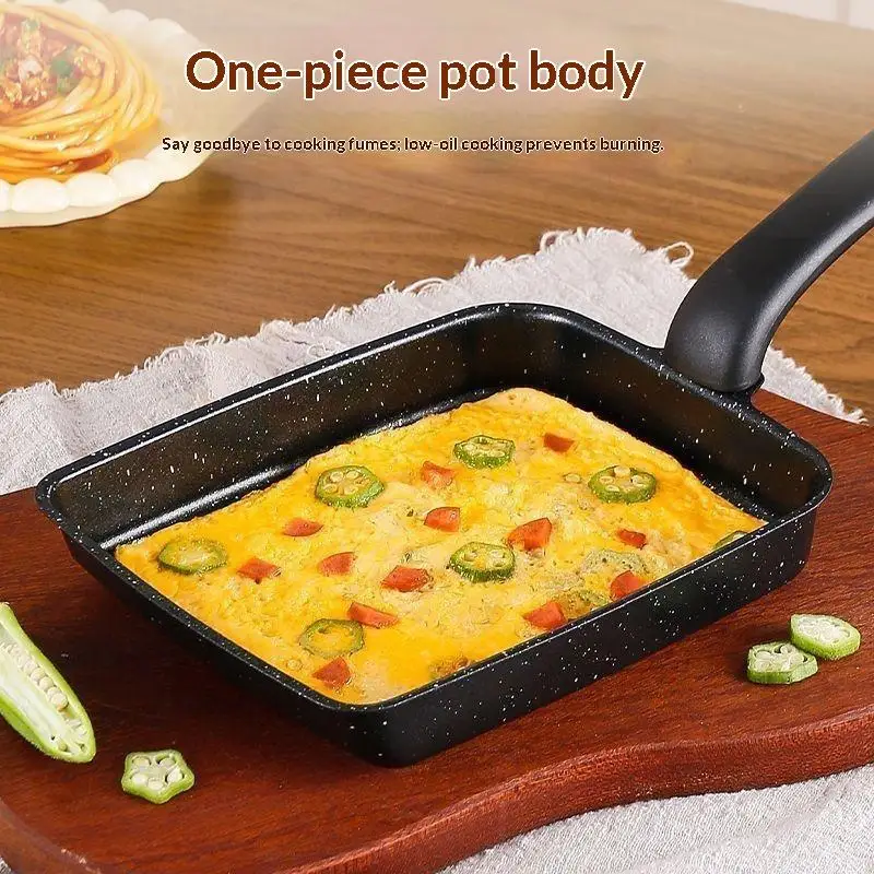 Japanese Tamagoyaki Omelette Pan Nonstick Rectangle Frying Pan Portable Small Skillet for Camping Breakfast Cooking
