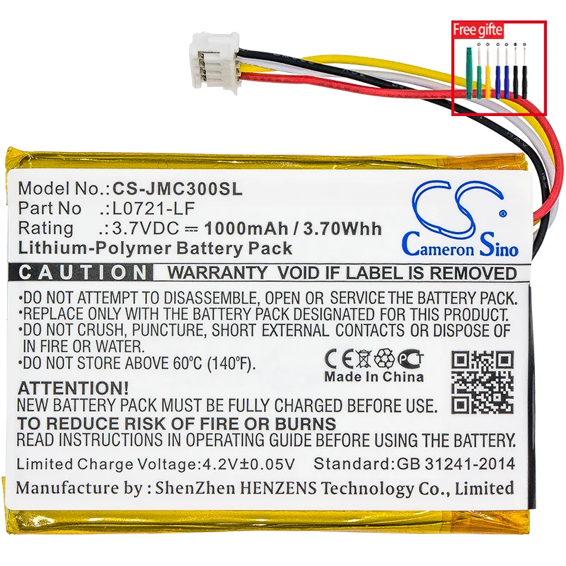 Cameron Sino Battery for JBL Clip 3 Clip 3AN Clip 3SAND.fits JBL L0721-LF Speaker battery.JBL battery.1000mAh / 3.70Wh.3.70V.